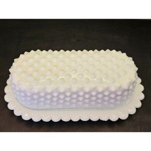 Fenton Hobnail Milk Glass Covered Butter Dish